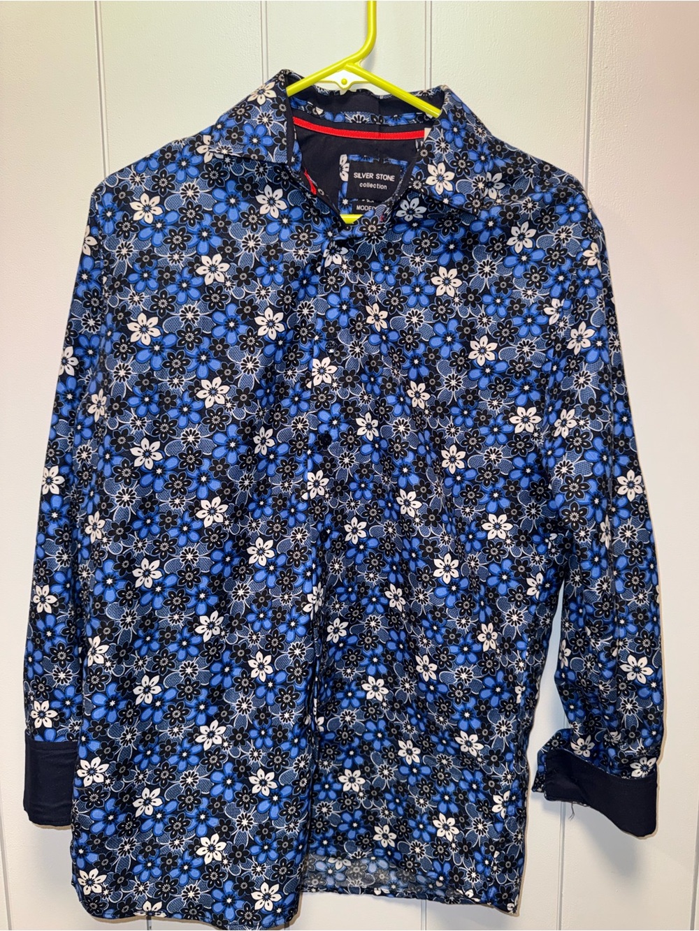 Silver Stone Blue Floral Men's Dress Shirt
